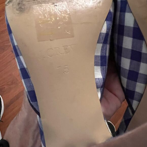 J crew blue white gingham checked all day mule heel slide shoes size 7.5 - Picture 9 of 9